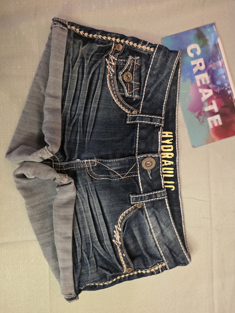 Hydraulic Dark Blue Women's Denim Shorts with Contrast Stitching Size 5/6